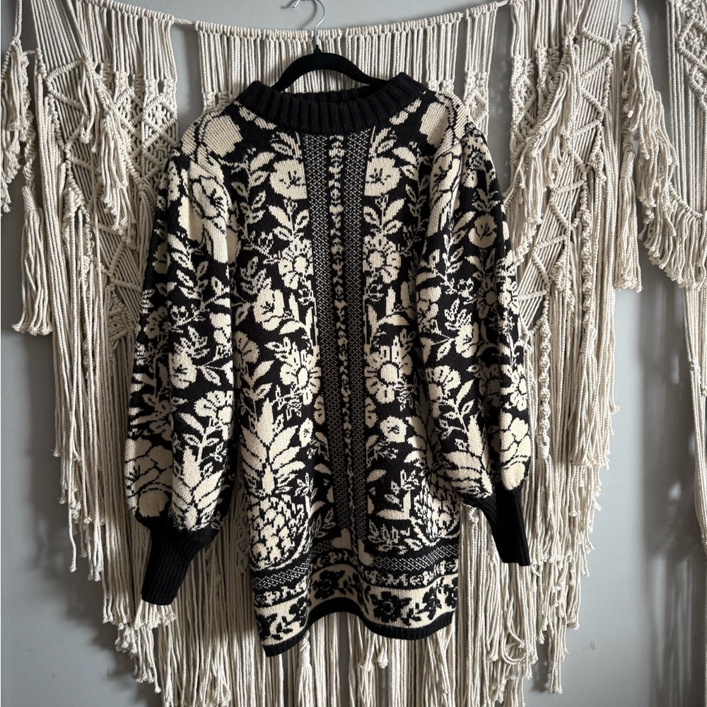 Farm Rio  Black Pineapple Garden Mini Sweater Dress - Picture 2 of 3